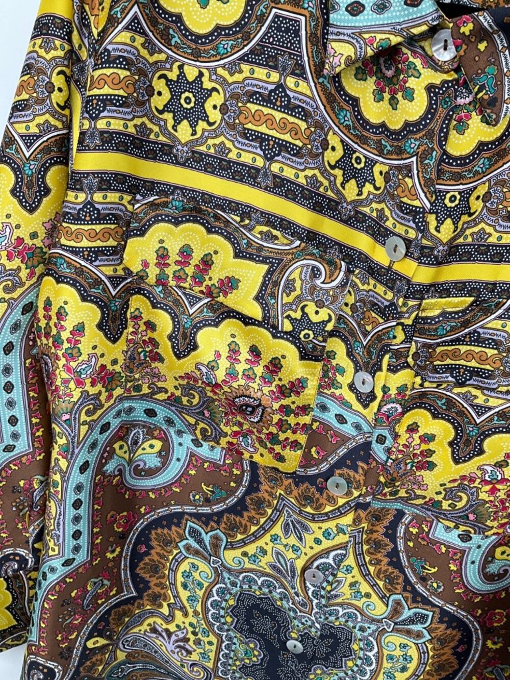 ZARA size XL Yellow Printed Tunic dress w/ Pockets NEW Boho Chic button front - Picture 5 of 10